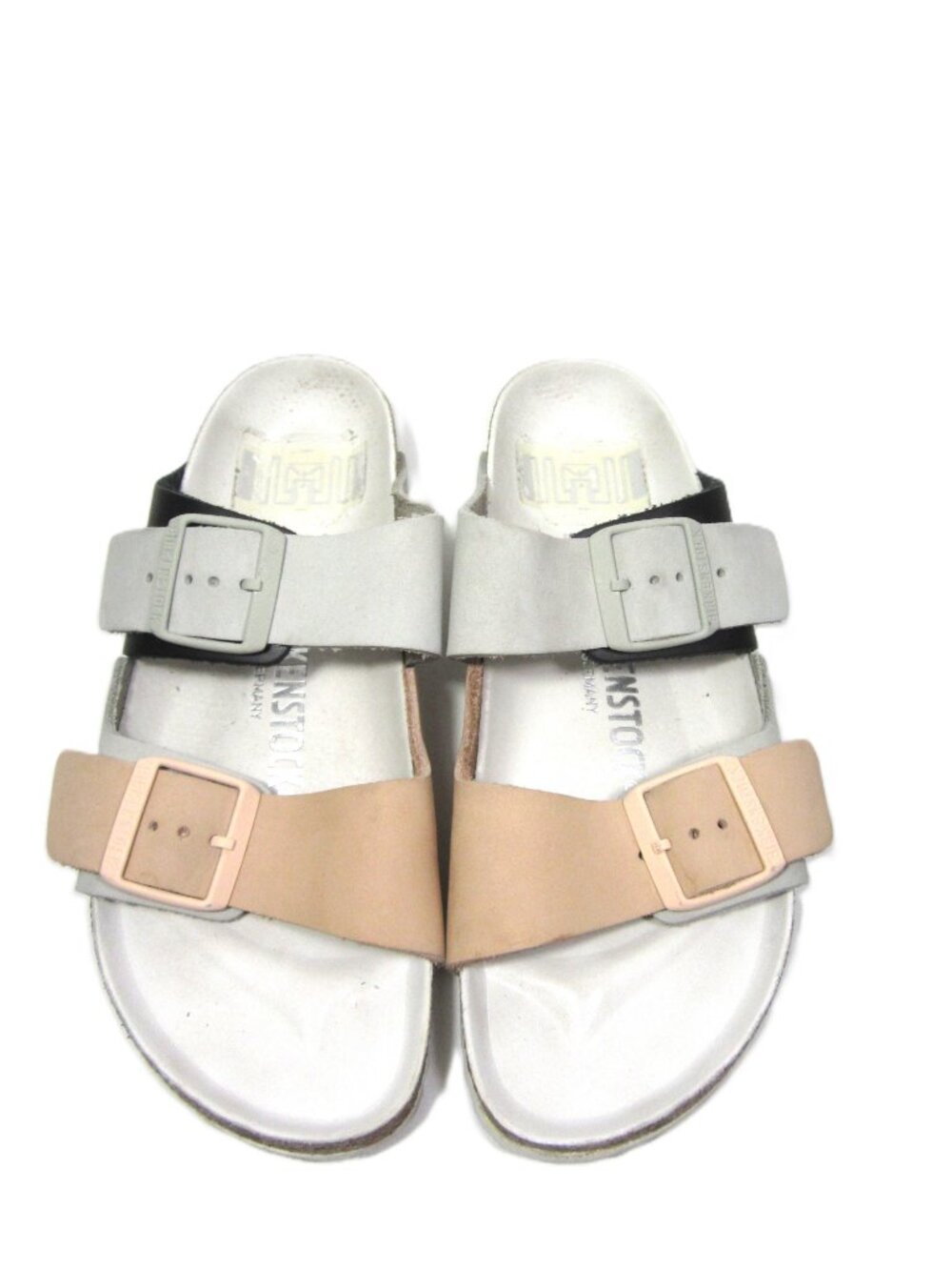 Birkenstock Arizona Split EUC Womens 6 37 Gray Beige Black Mineral Light Rose